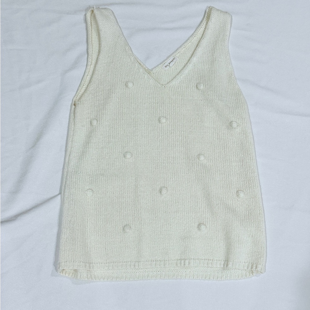 Blu Pepper Cream Knit Tank Top